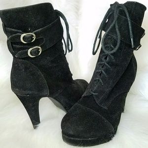 Black suede booties